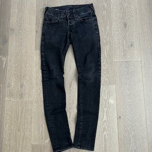 True Religion Rocco Relaxed Skinny Black Distressed Wash Jeans Men’s Size 28